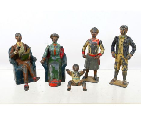 Britains - An exceptionally rare unboxed vintage 75 mm Edwardian Family set dating early 1900s. Only a small number of are kn