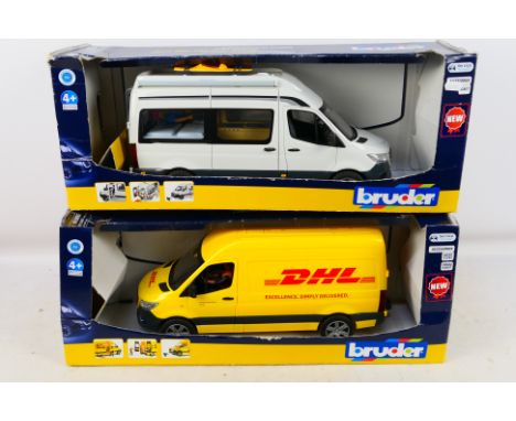 Bruder - Two boxed plastic 1:16 scale Mercedes Sprinter model vans from Bruder. Lot consists of Mercedes Sprinter Camper Van;