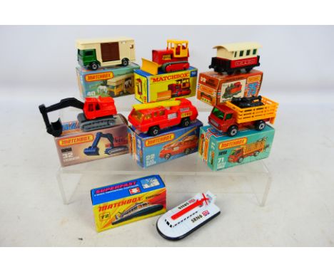Matchbox Superfast - Seven boxed predominately Matchbox Superfast diecast model vehicles. Lot includes #40 Horsebox; #71 Catt