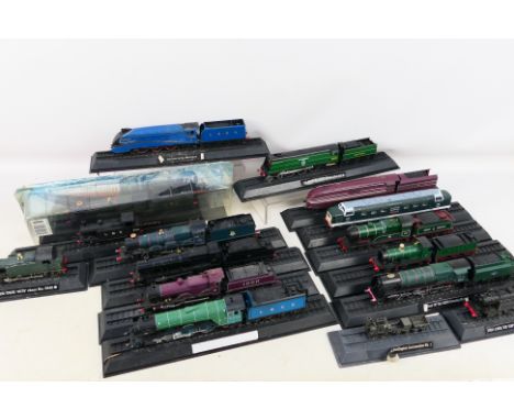 Amer Com - A collection of 16 mostly unboxed 1/76 scale Locomotive static models on plinths. Includes Country Class 4-6-0 101