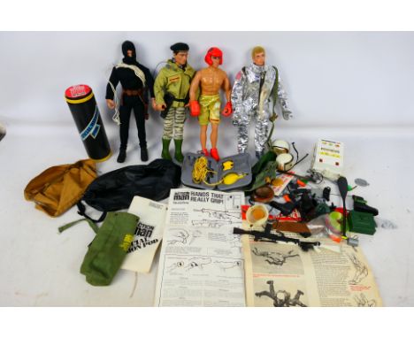 Action Man - Palitoy - Hasbro - A collection of vintage and modern Action Man items including  blonde flock haired figure in 