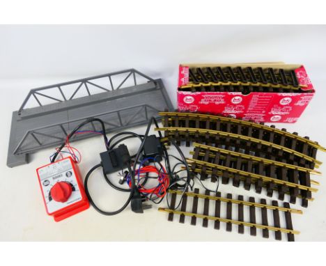 LGB - An assortment of boxed and unboxed G gauge track to include a full box #11000 of 12 R1 track, 4 unboxed straight and 4 