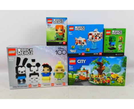 Lego - 5 factory sealed Lego item to include 4 Brick Headz set; #40622 Disney's 100th Celebration, #40545 Pets Koi Fish, #406