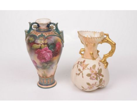 A Royal Worcester James Hadley vase, dated 1905 
The tapered ovoid form vase, with Islamic inspired shoulder designs and arch