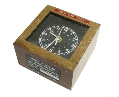 Mahogany cased quartz chronometer, the 3.5" black dial with white numerals and centre seconds, inscribed on a plate fitted un