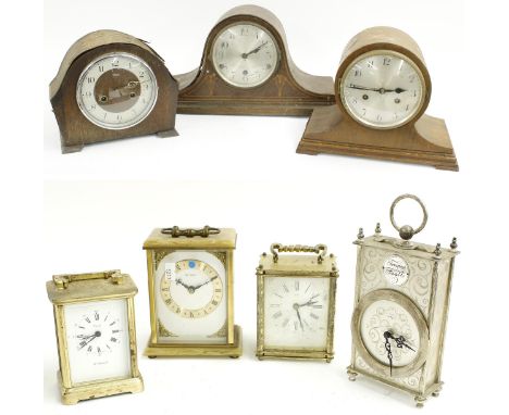 Three mantel clocks for restoration/parts to include a Smiths Enfield mantel clock;&nbsp;Napolean hat two train mantel clock 