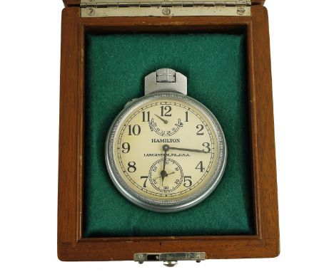 The Hamilton chronometer watch (model 22), the 2.5" cream dial signed Hamilton, Lancaster, PA., U.S.A., with forty eight hour