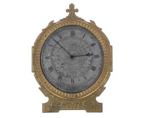 Small ormolu strut clock timepiece in the manner of and probably by Thomas Cole, the fine foliate engraved silvered dial sign