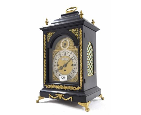 English&nbsp;ebonised triple fusee bracket clock of small size, the 5.5" rounded arched dial signed Foster Birchin Lane, Lond