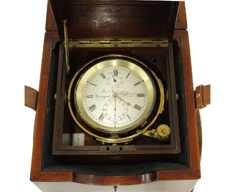 Good English two day marine chronometer, the 3.75" silver dial signed Josh Penlington, Liverpool, no. 1786, with subsidiary s