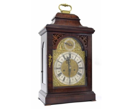 Mahogany double fusee bracket clock, the 7" brass arched dial signed Edmund Martin, London on the silvered chapter ring enclo