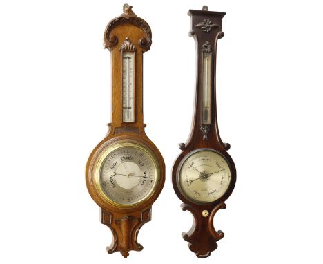 Good wheel barometer/thermometer, the 8" silvered dial signed F. Pastorelli &amp; Co, 208, Piccadilly, London, within a shape