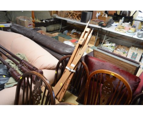 An artists folding easel and T square