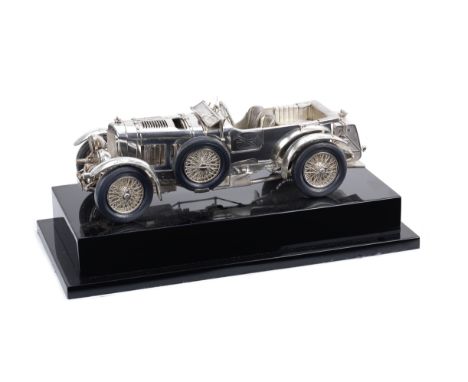 A sterling Silver 1:12 scale model of UU 5872 1929 4½ litre Birkin's 'Blower' Bentley, by Gil Holt, 2020,finely detailed and 
