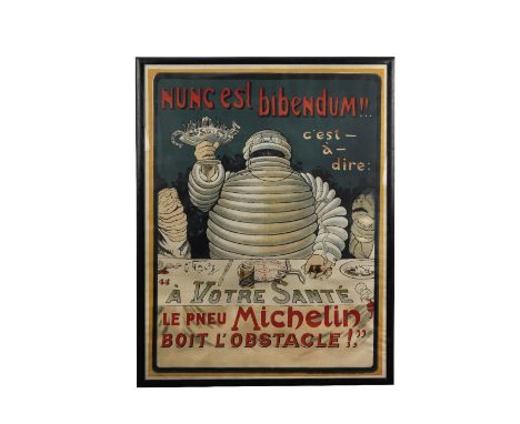 A rare 1898 'Nunc est Bibendum' Michelin poster after O'Galop (Marius Rossillon, French 1867-1946),rare early version with da