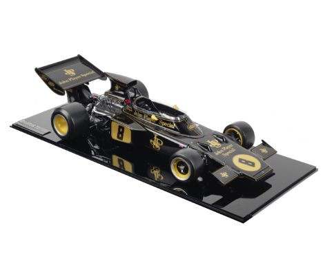 A 1:8 scale model of a JPS Team Lotus 72 F1 car by Pocher,fully constructed model by Pocher of the Team Lotus F1 car in black