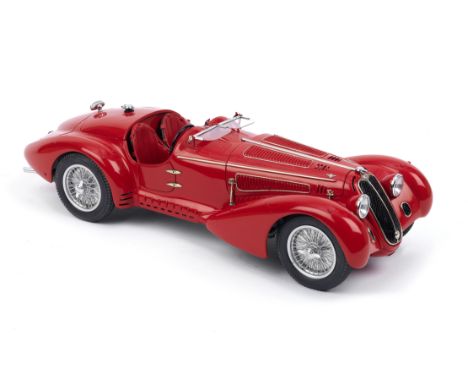 A fine 1:15 scale model of a 1938 Alfa Romeo 2.9 8C Mille Miglia, by Gerald Wingrove,finely detailed scratch-built model with