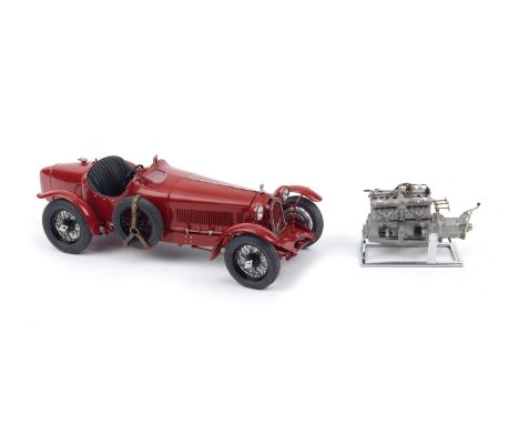 A fine 1:15 scale model of a 1933 Alfa Romeo 8C 2300 Monza and model engine, by Gerald Wingrove,finely detailed scratch-built