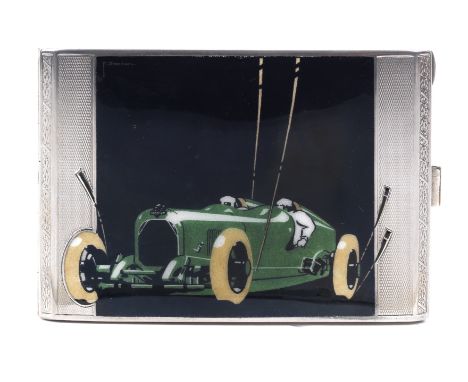 An Austro-Daimler cigarette case by F. Zwickl, Austrian, circa 1928,magnificent Sterling silver and enamel cigarette case dep