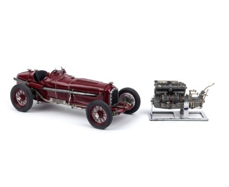A fine 1:15 scale model of a 1932 Alfa Romeo P3 Monoposto and model engine, by Gerald Wingrove,finely detailed scratch-built 
