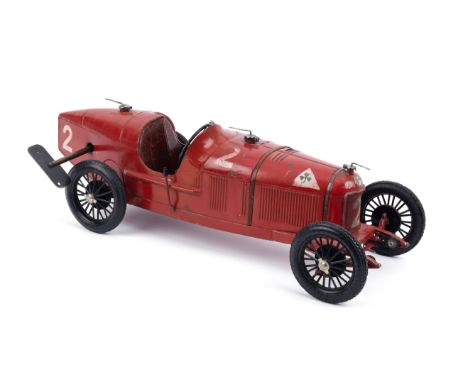 A tinplate clockwork Alfa Romeo P2 by CIJ (Compagnie Industrielle du Jouets), French, circa 1930,a second series example of t