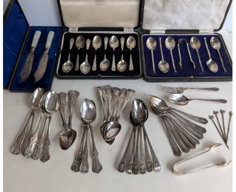 A set of six George IV silver teaspoons by William Hannay, 1825; five by JD, 1850; four by James Ross, 1855; three by William