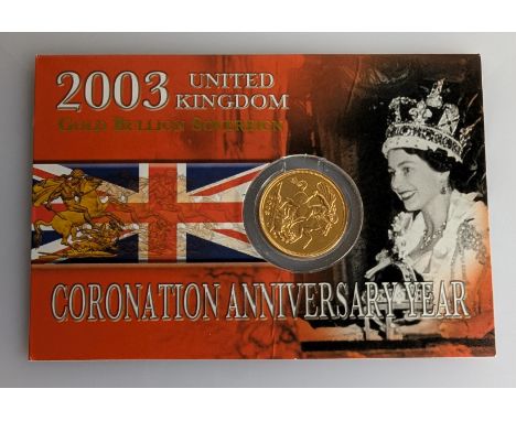 The Royal Mint 2003 Gold Bullion Sovereign, Coronation Anniversary Year, not sealed