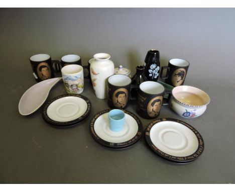 A small quantity of Poole Pottery, including pin trays and preserve pots, together with a Hornsea royal commemorative tea ser