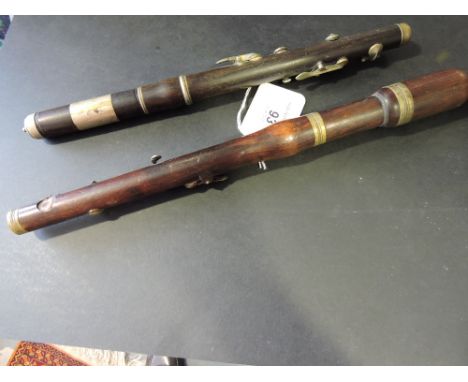 A 19th Century nickel plated two section hardwood piccolo together  with a similar recorder