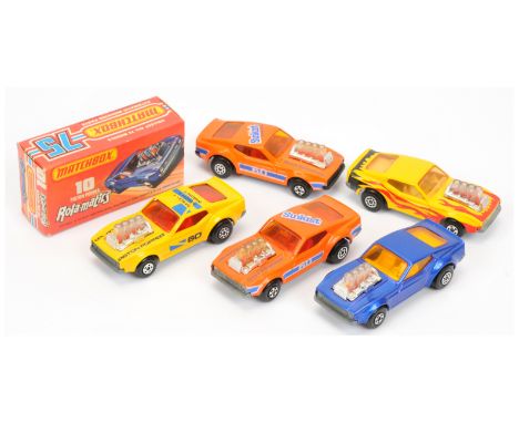 Matchbox Superfast 10b Ford Mustang Piston Popper group (1) - metallic dark blue body, dark amber windows, white interior, un