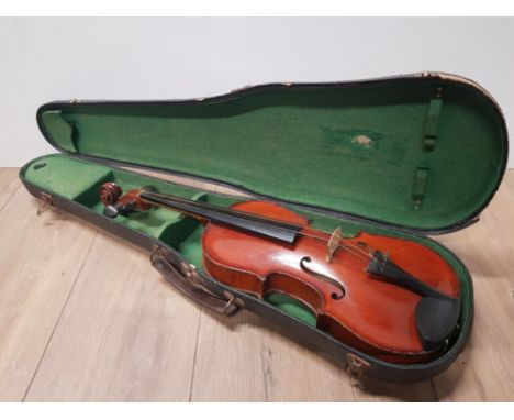 A VINTAGE VIOLIN IN ORIGINAL CASE NO BOW