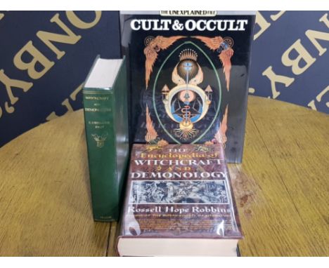 3 INTERESTING BOOKS INCLUDING FRANCAIS KING THE UNEXPLAINED FILE CULT AND OCCULT  PLUS THE ENCYCLOPEDIA OF WITCHCRAFT AND DEN