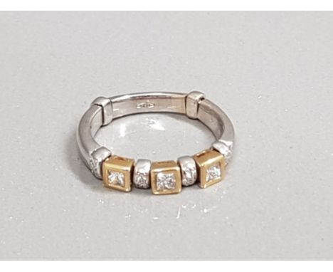 18CT WHITE AND YELLOW GOLD DIAMOND RING 5.3G SIZE N1/2