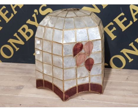 LARGE OVER HANGING LIGHT SHADE WITH SECTIONAL PANELS AND AUTUMN LEAF DESIGN HEIGHT 1FT