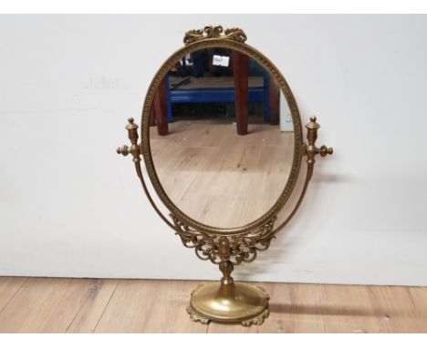 VINTAGE ROCOCO STYLE BRASS ORNATE SWING DRESSING TABLE MIRROR