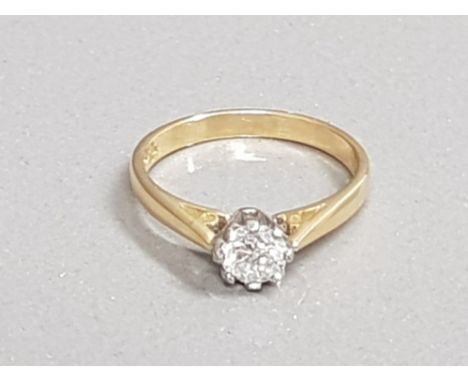 18CT GOLD DIAMOND SOLITAIRE RING APX .50CT 2.9G SIZE M1/2
