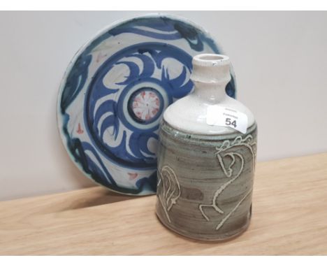 STUDIO POTTERY LAMP BASE AND WALL PLATE BY ADAM DWORSKY WYE POTTERY