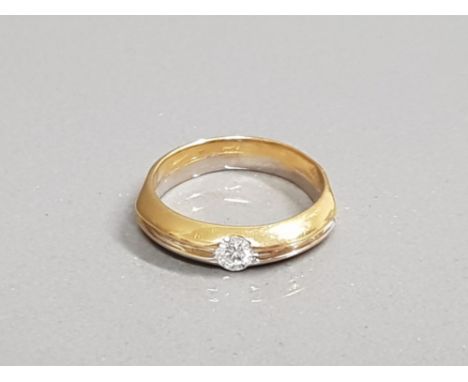18CT WHITE AND YELLOW GOLD DIAMOND RING 5.4G SIZE P