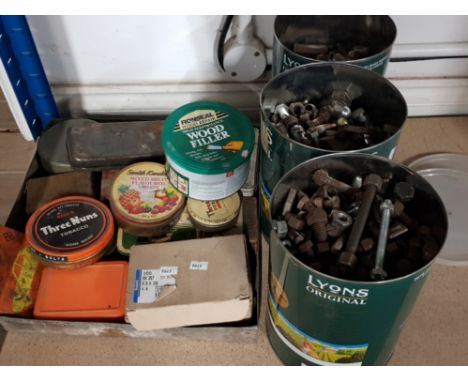 SUBSTANTIAL AMOUNT OF NUTS AND BOLTS MAJOITY KEPT IN VINTAGE TINS