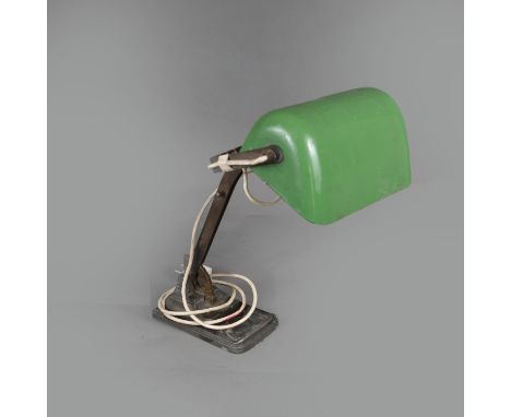 Vienna Jugendstil Office Lamp, metal with green enamel. One light. 35 cm high.