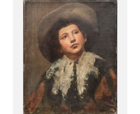 Austrian Artist 19th Century, portrait of a boy in historical dress, signed. Oil on canvas. 40 x 30 cm.