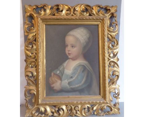 19th century English School after SIR ANTHONY VAN DYCK, half-length portrait of a child of Charles I holding an apple, oil on