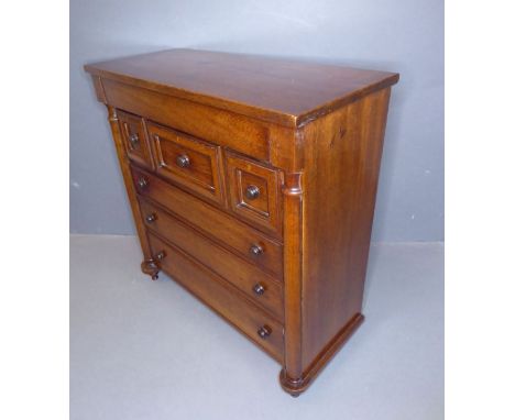 A miniature&nbsp; mahogany Scotch chest in 19th century style; the single flush full-width&nbsp;top&nbsp;drawer above an arra