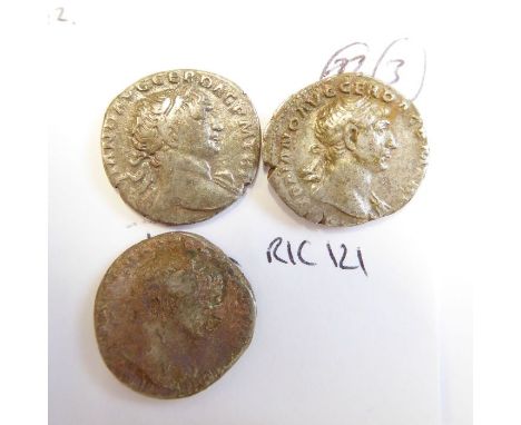 Eleven Trajan denarii from the Lincolnshire 2018 hoard. (Rome mint). (Brit. Mus. cat. # 142-143, 145 and 147)Obverse: IMP TRA