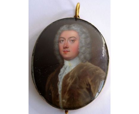 Christian Friedrich Zincke (1683-84 - 1767), a fine portrait miniature; enamel on copper, shoulder length portrait of a gentl