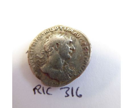 Thirteen Trajan denarii from the Lincolnshire 2018 hoard. (Rome mint). (Brit. Mus. cat. # 177-182) 1 x RIC II 316. Obverse: I