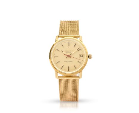  Eterna: An 18k gold electronic tuning-fork wristwatch on 9k gold bracelet 'Sonic' Ref. 733T, No.6139482, 1960s Cal.9162 (Bul