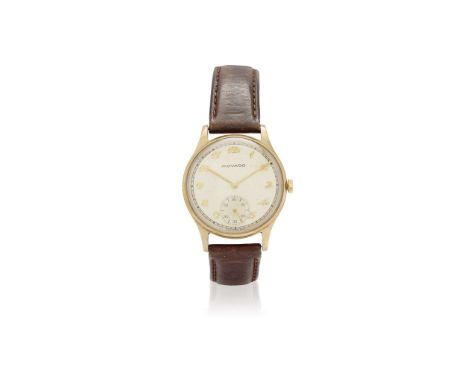  Movado. A 9k gold mechanical wristwatch No.12321/338105, Birmingham hallmark for 1950 Cal.125 hand-wound 15 jewel movement, 