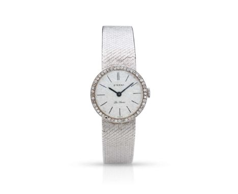  Eterna. A Ladies 18k white gold and diamond bracelet watch De Luxe, No.5064806, 1970's Mechanical hand-wound movement, textu
