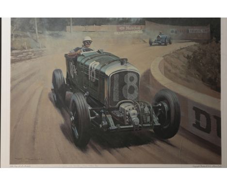 ROY NOCKOLDS (1911-1979) lithograph depicting a supercharged 4 1/2 litre Bentley, 83/150, with signature lower left, 86cm wid